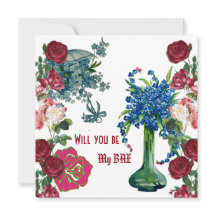 Personalised Will You Be My BAE Rustic Roses Vase