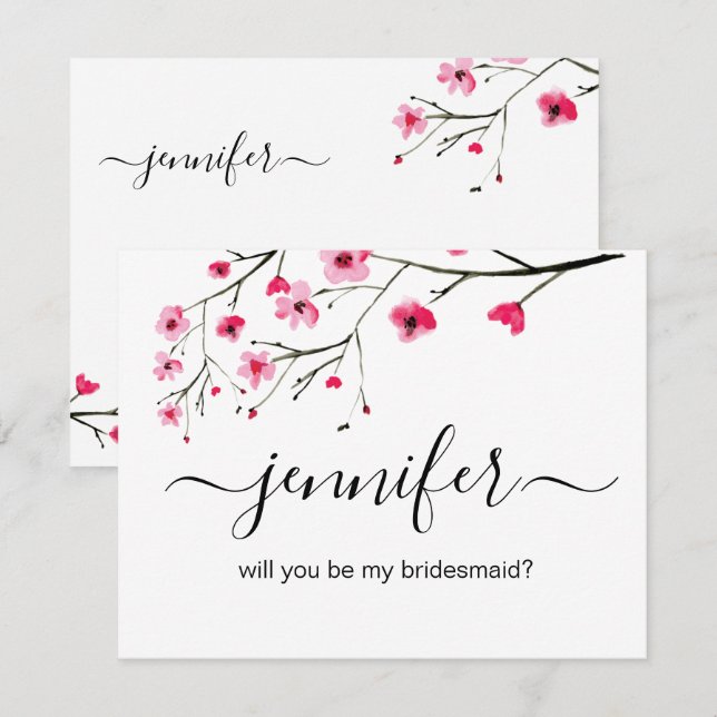 Personalised Will you be my bridesmaid Wedding Invitation (Front/Back)
