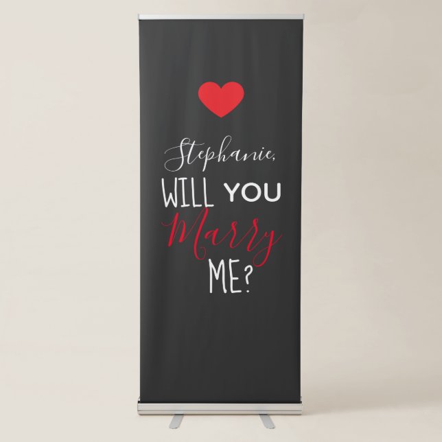 Personalised Will You Marry Me Marriage Proposal Retractable Banner (Front)