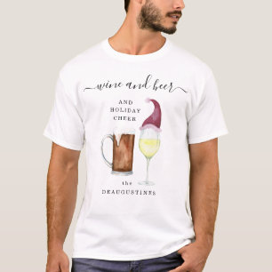 Personalised Wine and Beer & Holiday Cheer Family T-Shirt
