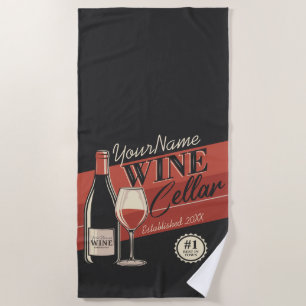 Personalised Wine Cellar Bottle Tasting Room Bar  Beach Towel