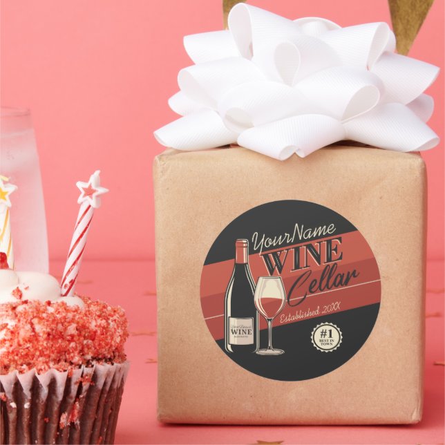 Personalised Wine Cellar Bottle Tasting Room Bar Classic Round Sticker (Party)