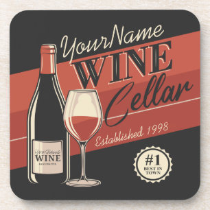 Personalised Wine Cellar Bottle Tasting Room Bar Coaster