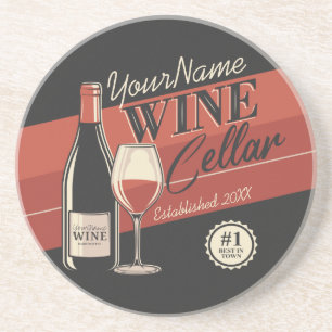 Personalised Wine Cellar Bottle Tasting Room Bar Coaster