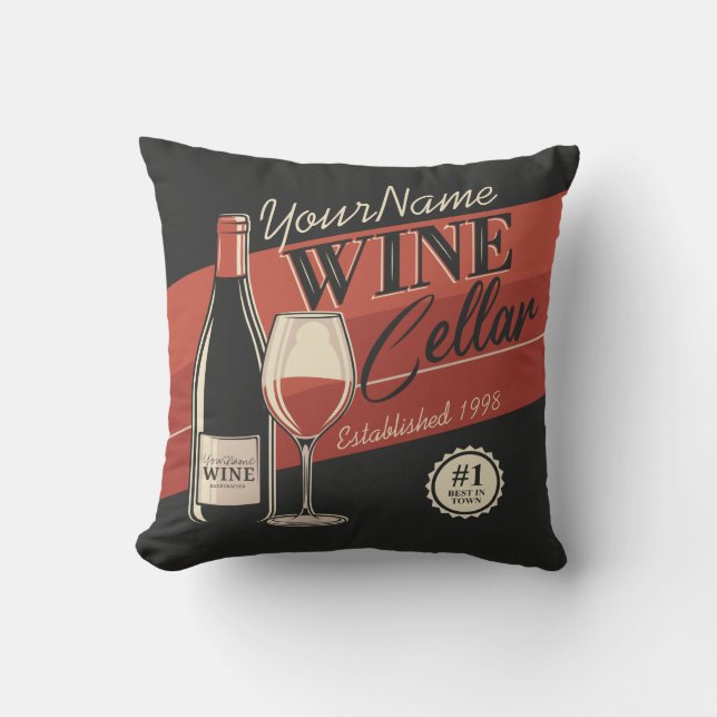 Personalised Wine Cellar Bottle Tasting Room Bar  Cushion (Front)