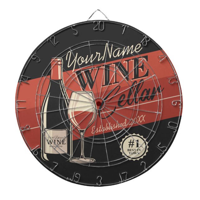 Personalised Wine Cellar Bottle Tasting Room Bar Dartboard (Front)