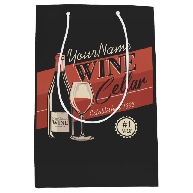 Personalised Wine Cellar Bottle Tasting Room Bar   Medium Gift Bag (Front)