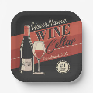 Personalised Wine Cellar Bottle Tasting Room Bar Paper Plate