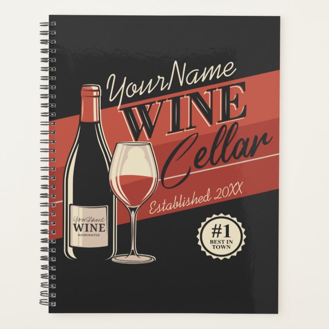Personalised Wine Cellar Bottle Tasting Room Bar Planner (Front)