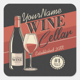Personalised Wine Cellar Bottle Tasting Room Bar Square Sticker