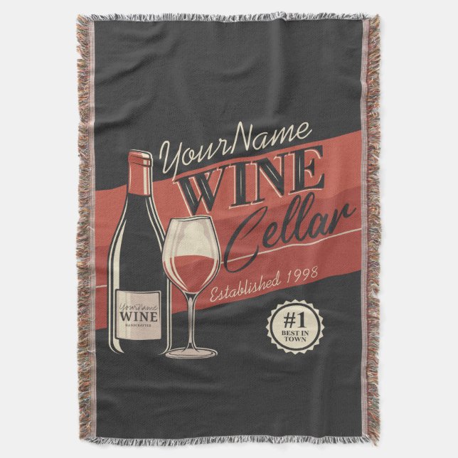 Personalised Wine Cellar Bottle Tasting Room Bar Throw Blanket (Front Vertical)