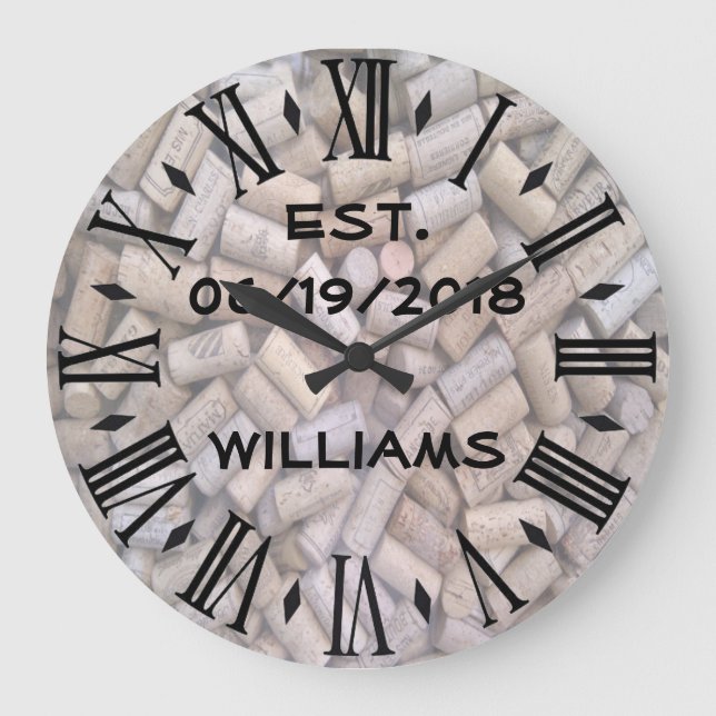 Personalised Wine Corks Large Clock (Front)