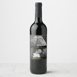 Personalised Wine Label Happy 50th Anniversary Pic