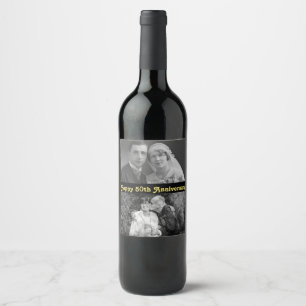 Personalised Wine Label Happy 50th Anniversary Pic