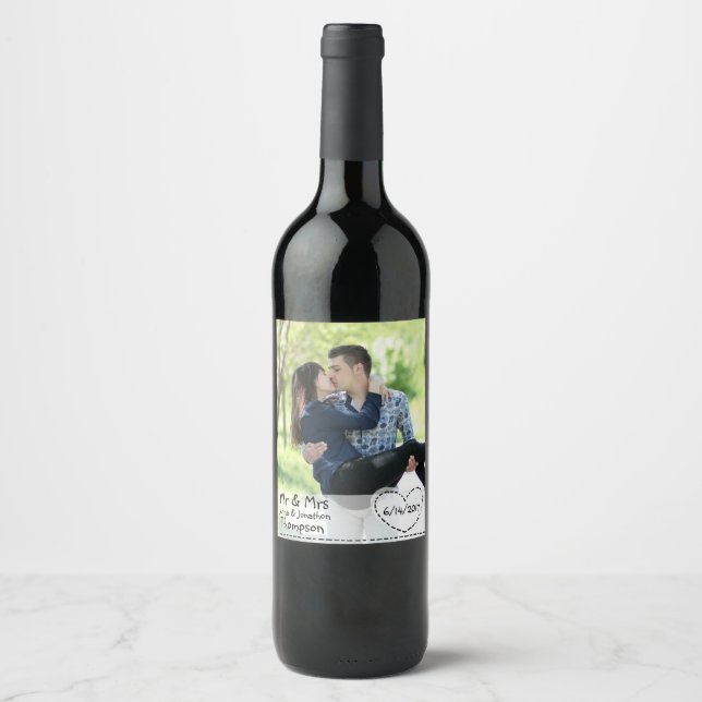 Personalised Wine Label with Photo Couple Wedding (Front)