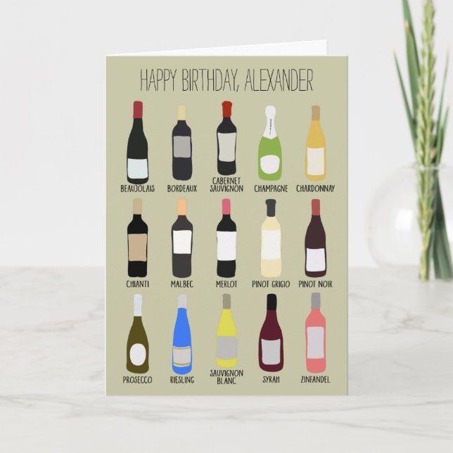 Personalised Wine Lovers Birthday Card (Front)