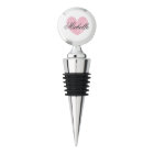 Personalised wine stopper with cute pink heart