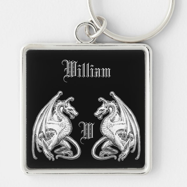 Personalised Winged Dragons Key Ring (Front)