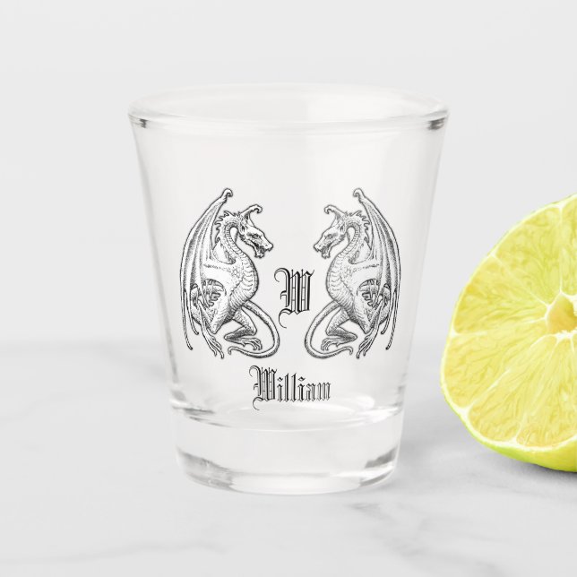Personalised Winged Dragons Shot Glass (Front)