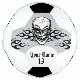 Personalised Winking Skull and Flame Football