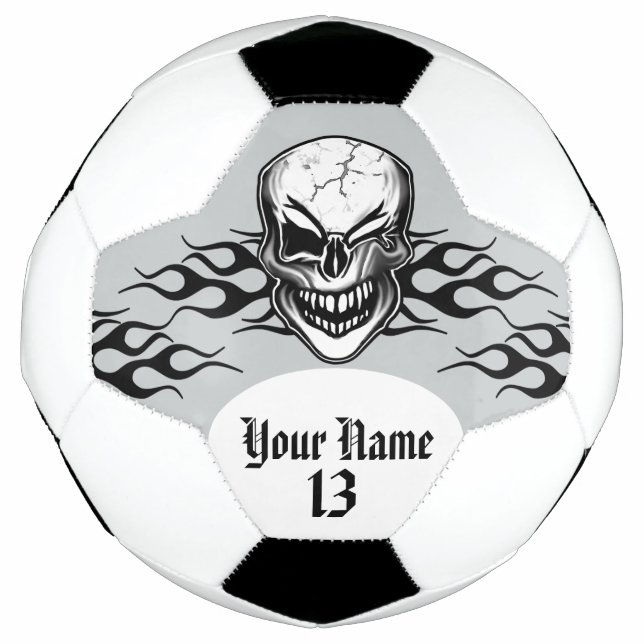Personalised Winking Skull and Flame Football (Front)