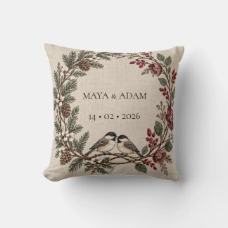 Personalised Winter Botanical Couple Pillow