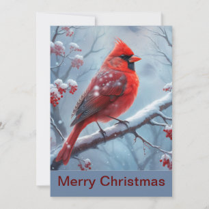 Personalised Winter Cardinal Christmas Card, Card