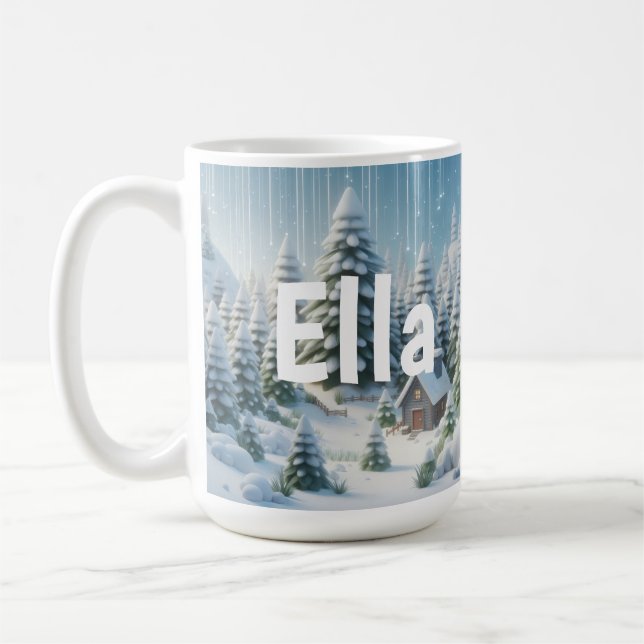 Personalised Winter Christmas Forest   Coffee Mug (Left)