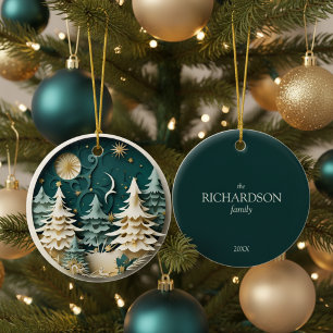 Personalised Winter Christmas Tree Ceramic Tree Decoration