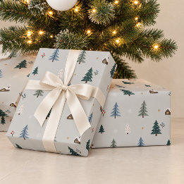 Personalised Winter Forest Christmas Tree Wrapping Paper