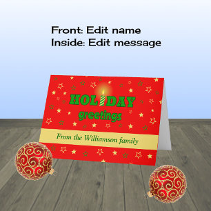 Personalised winter greetings candle holiday card