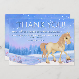 Personalised Winter Horse and Snow Birthday Thank You Card