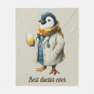 Personalised Winter Penguin “Best Doctor Ever” Fleece Blanket