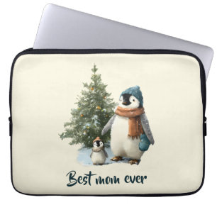 Personalised Winter Penguin “Best Mum Ever” Laptop Sleeve