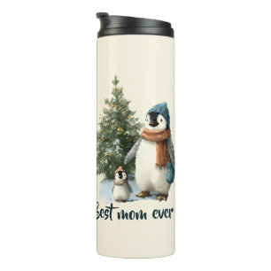 Personalised Winter Penguin “Best Mum Ever” Thermal Tumbler