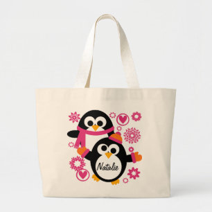 Personalised Winter Penguins Tote Bag