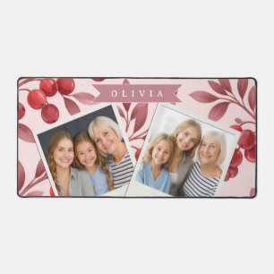 Personalised Winter Red Berry Botanical Cottage Desk Mat