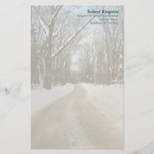 Personalised Winter Road Writing Paper (Front)
