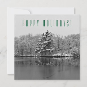 Personalised Winter Snow Black White Christmas Holiday Card