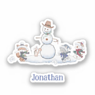 Personalised Winter Snowball Fight Animals  