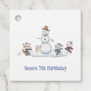 Personalised Winter Snowball Fight Birthday Custom Favour Tags