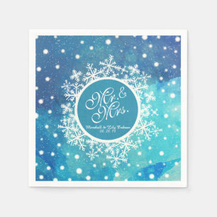 Personalised Winter Snowflakes Wedding   Napkin