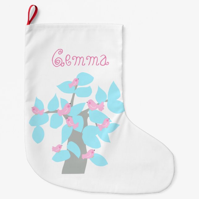 Personalised winter tree Christmas Stocking (Front)