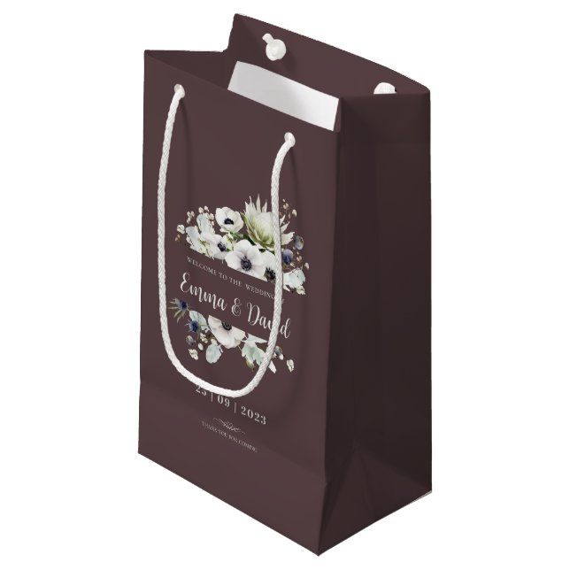 Personalised Winter Wedding Idea Thank You Small Gift Bag (Front Angled)