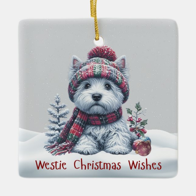 Personalised Winter Westie Ornament (Front)