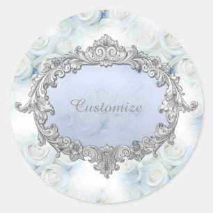 Personalised Winter White Roses Stickers