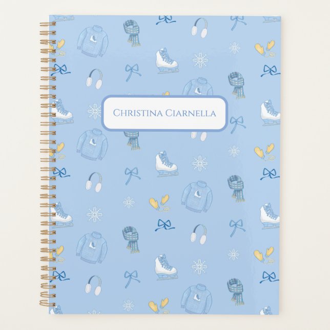 Personalised Winter Wonderland Figure Skate Blue Planner (Front)
