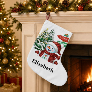 Personalised Winter Wonderland Snowman Christmas Large Christmas Stocking