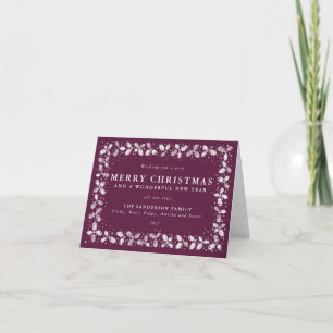 Personalised Winterberry Holly Border Non Photo Holiday Card