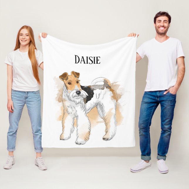 Personalised Wire Fox Terrier Photo Fleece Blanket (In Situ)